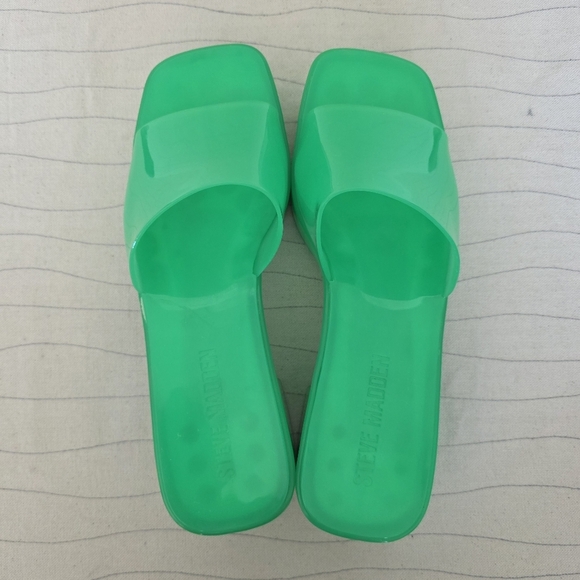 Steve Madden Womens Harlin Green Chunky Block Heel Y2K Jelly Sandals Shoes Sz 7 - Picture 7 of 12